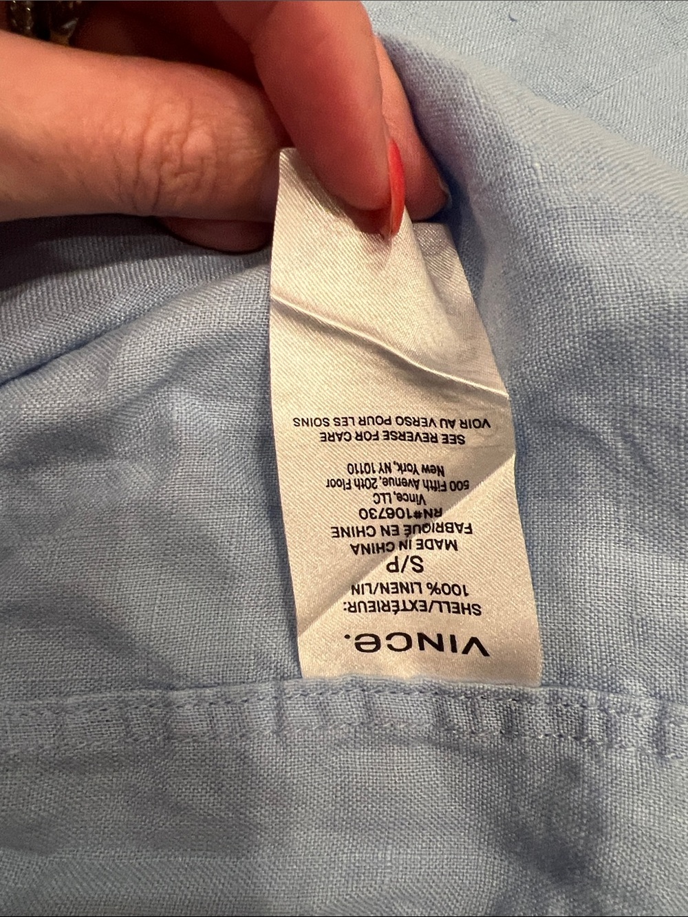 Vince Light Blue Short-Sleeve Button-Down Shirt - Picture 5 of 5